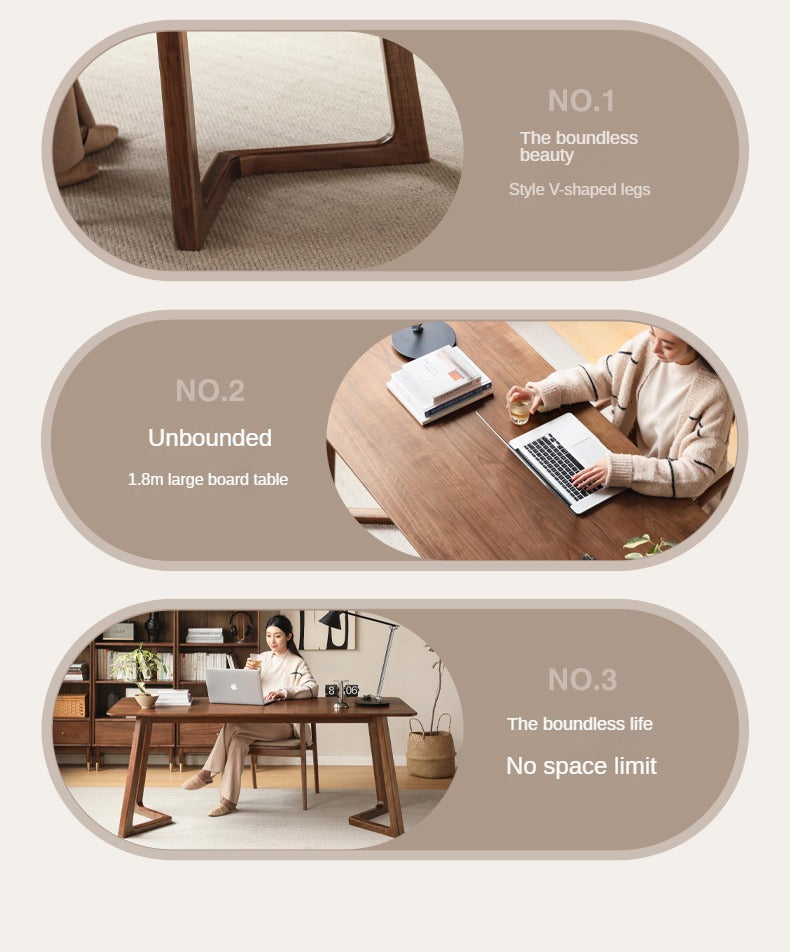 Black Walnut, Oak Solid Wood Rectangular Dining Table