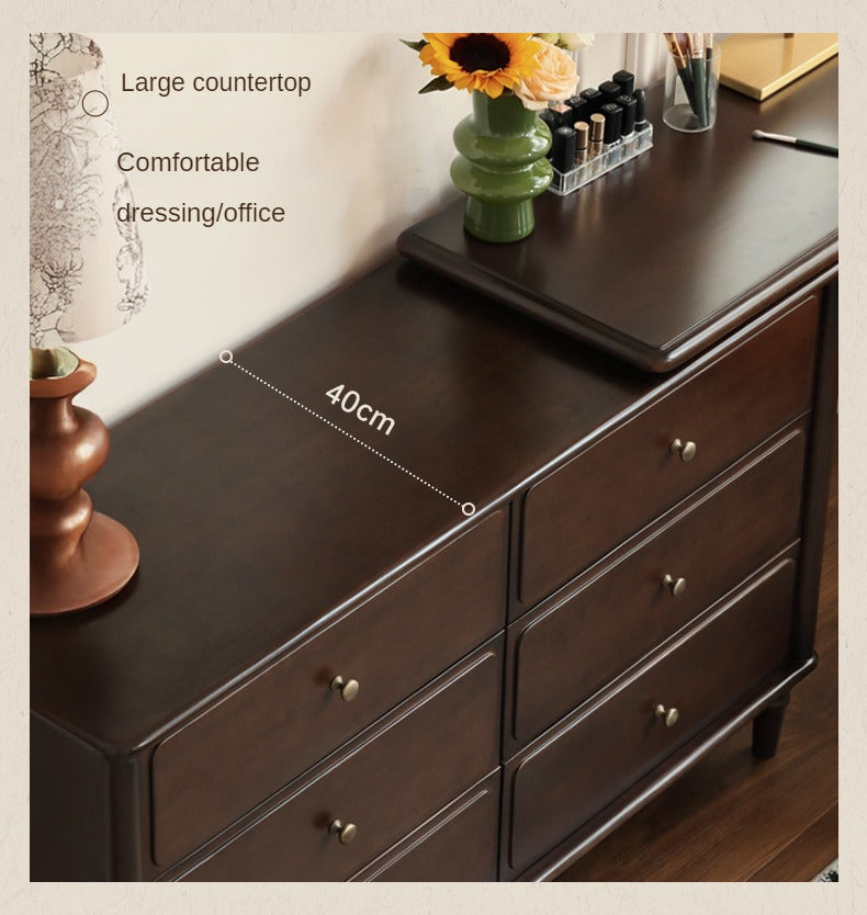 Black Walnut, Poplar Solid Wood American Retro Retractable Dressing Table.