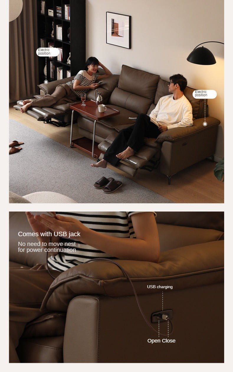 Leather Electric Dual-purpose Cowhide Sofa.