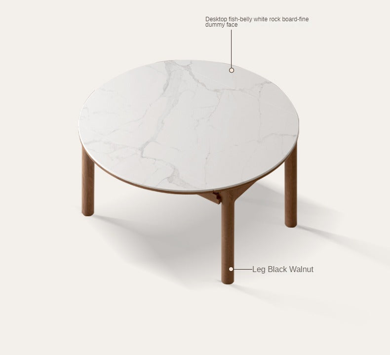 Black Walnut, Ash Solid Wood Rock Plate Folding Dining Table