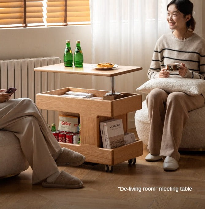 Oak, Cherry, Black Walnut, Ash Solid Wood Rotating Mobile Side Table