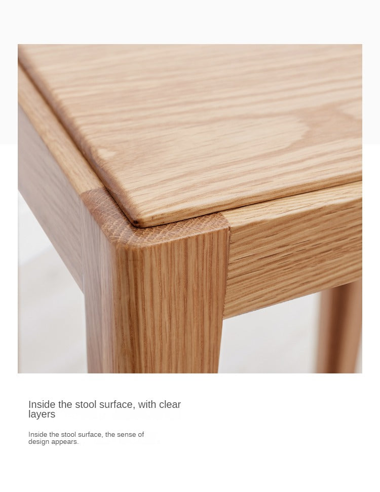 2pcs - Beech, Oak, Ash, Cherry Solid Wood, Solid RubberWood Foldable Nordic Square Stool