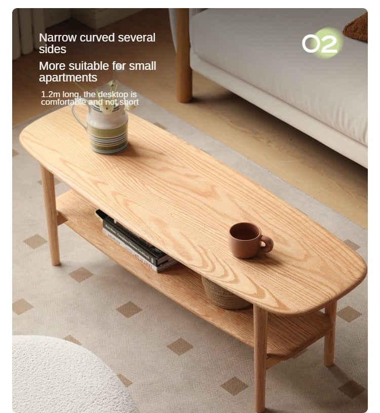 Oak Solid Wood Minimalist Ultra Narrow Coffee Table