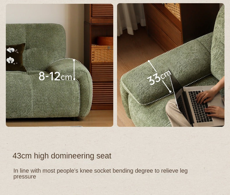 Fabric Sofa Retro High Back Four-Person Straight Sofa