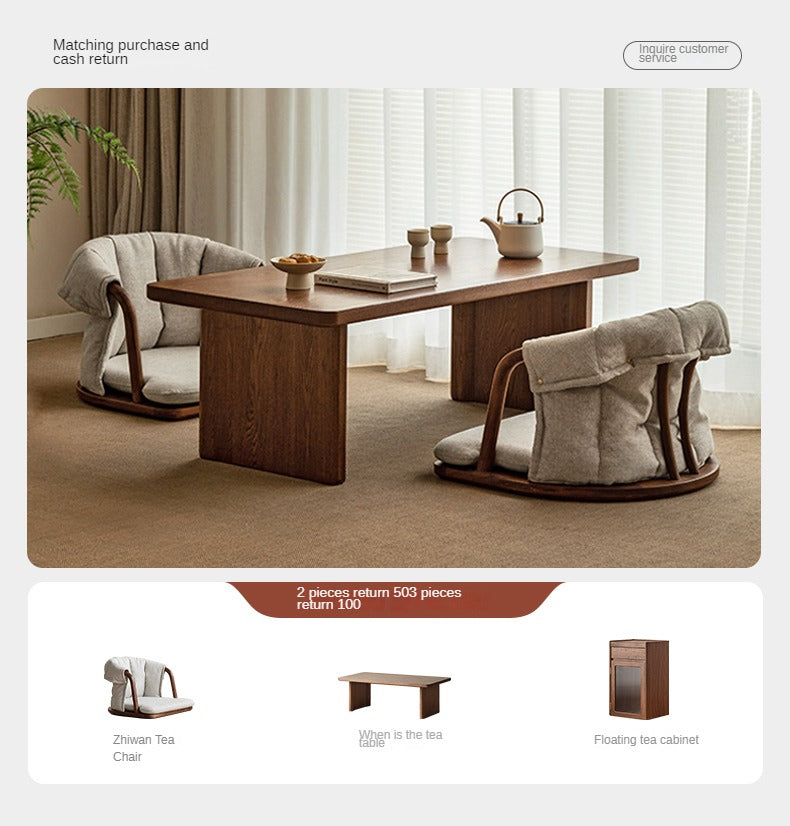 Black Walnut, Ash Solid Wood Tatami Soft Backrest Meditation Chair