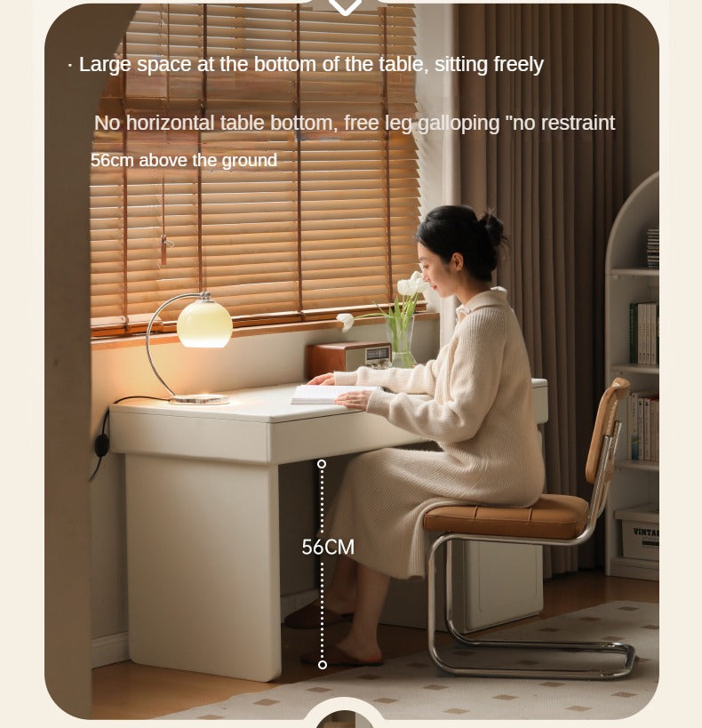 Solid RubberWood Wood Desk Bookshelf Integrated Study Table