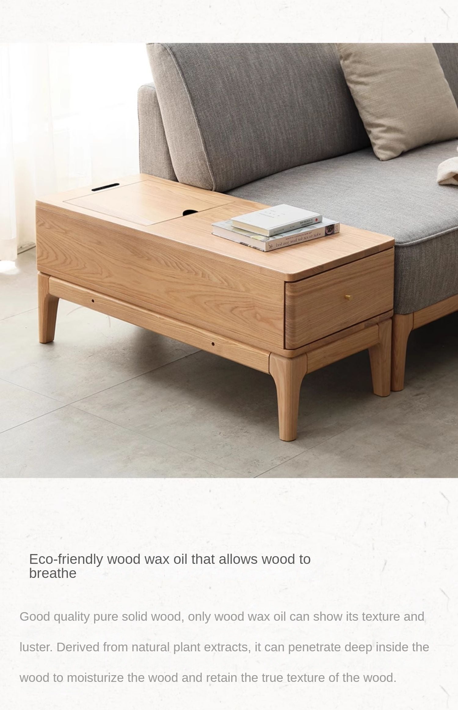 Ash Solid Wood Side Modern Corner Storage Side Table