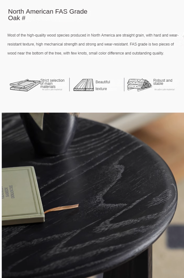 Oak Solid Wood Curved Leg Side Table