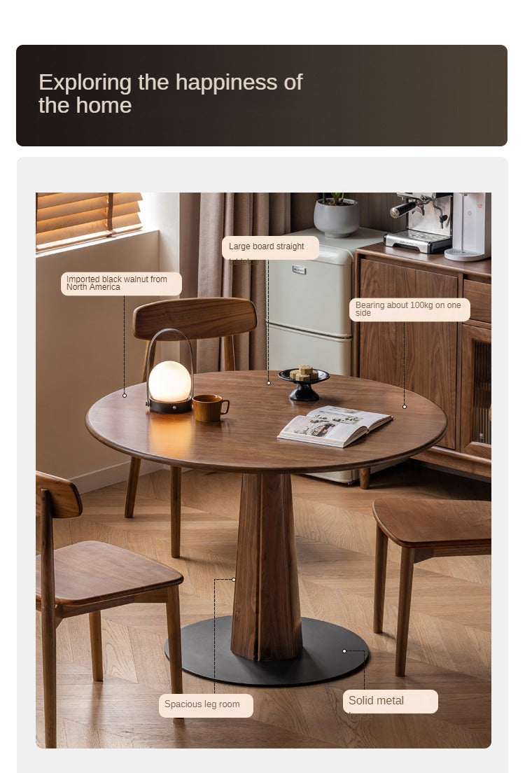 Sandalwood, Black Walnut Solid Wood Round Dining Table