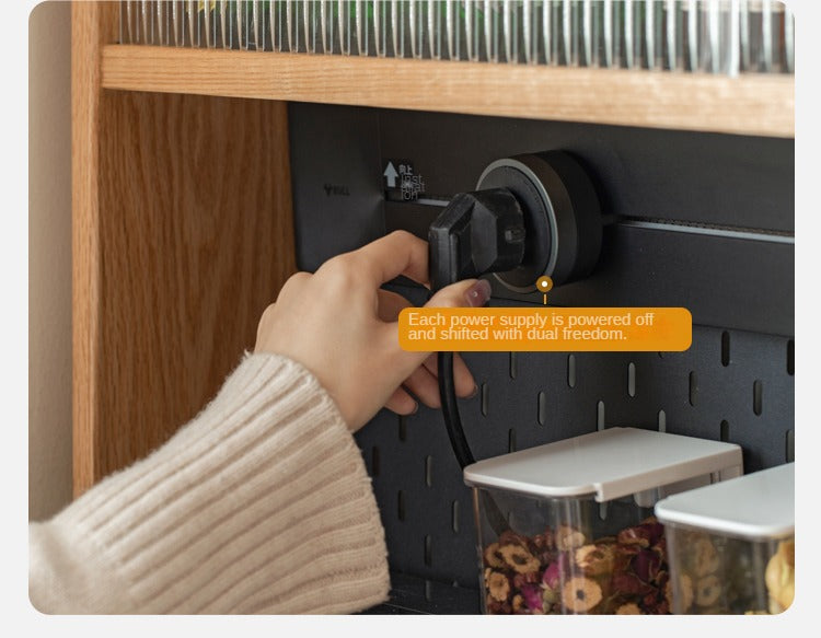 Oak Solid Wood Modern Rock Board Side High Buffet