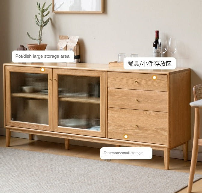 Oak solid wood sideboard cabinet"