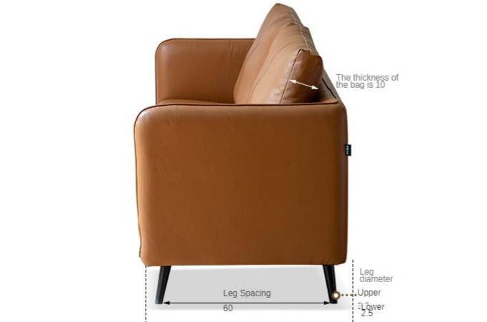 Leather Italian Minimalist Top Layer Cowhide Sofa.
