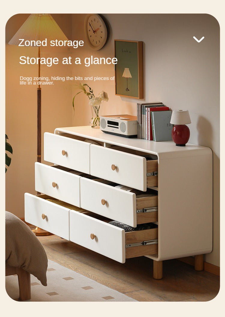 Solid Rubberwood Cream Style Chest of Drawers