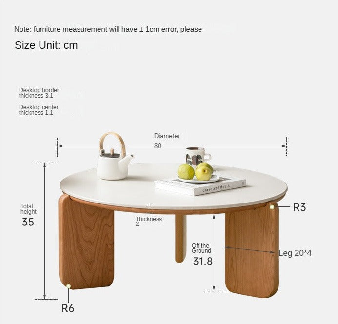 Cherry Solid Wood Round Coffee Table, Side Table