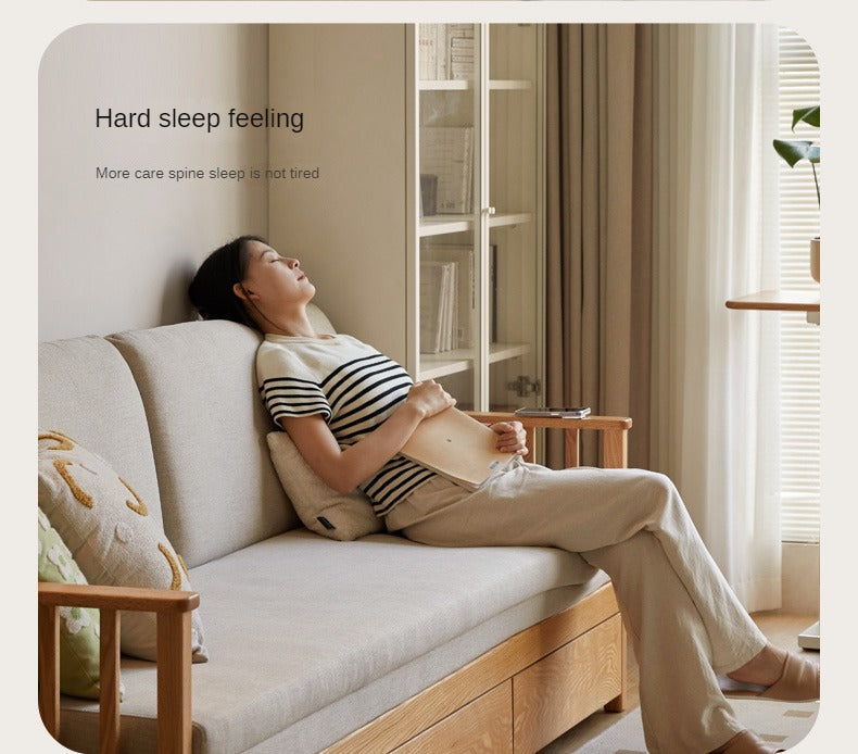 Oak Solid Wood Sitting and Sleeping Dual-purpose Storage Sofa.