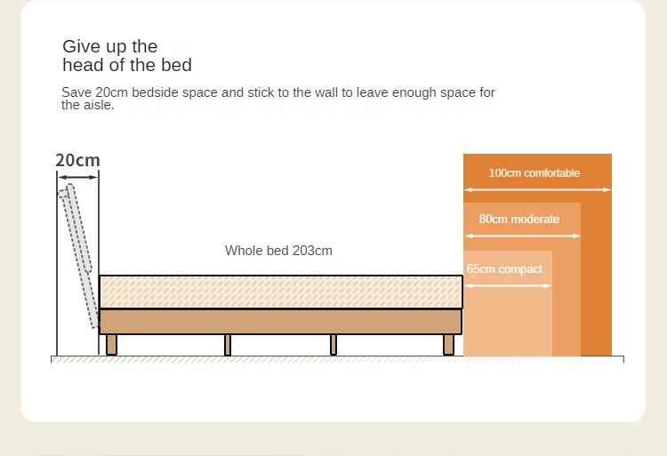 Cherry Wood Solid Wood platform bed, headboard-free bed with Light.