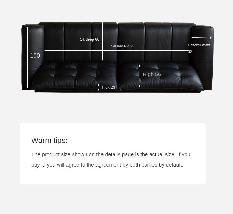 Genuine Leather Oversized Tufted Deep-Cushion Sofa
