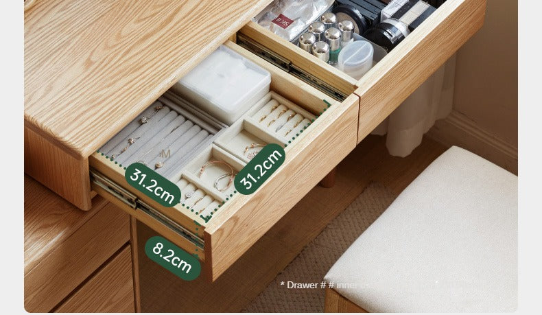 Solid Rubberwood, Oak, Beech Solid Wood Retractable Dressing Table Modern.