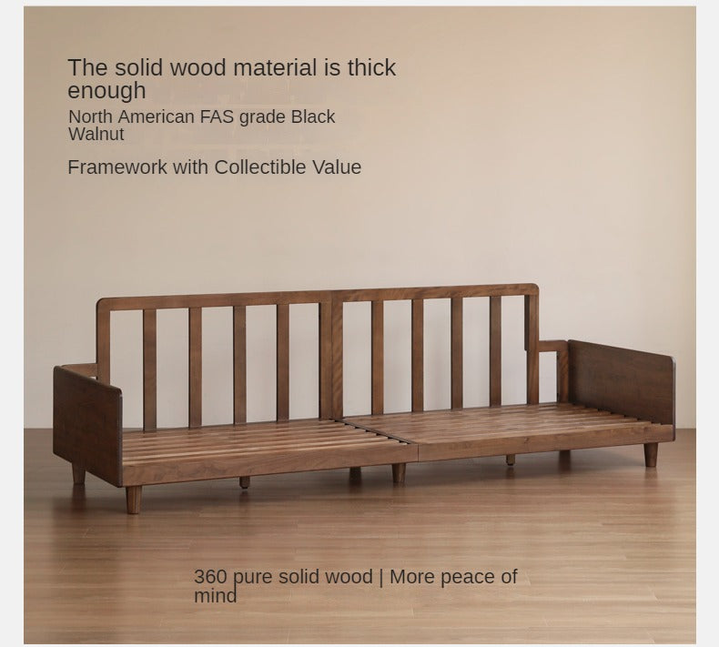 Black Walnut, Ash, Oak Solid Wood High Back Sofa.