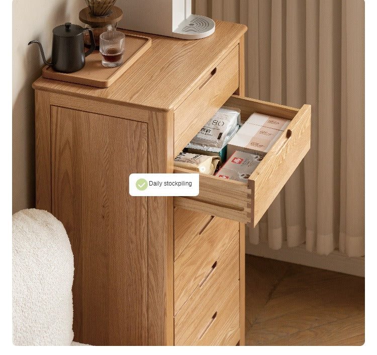 Oak Solid Wood, Solid Rubberwood Nordic Chest of Drawers