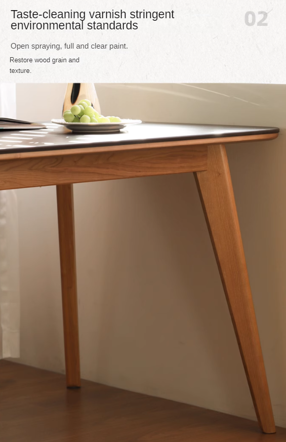 Cherry Solid Wood Retro Rock Plate Dining Table.