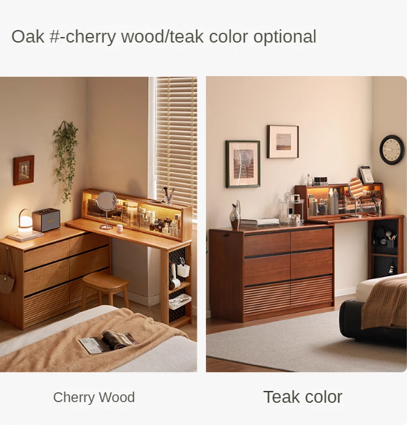 Oak, Ash Solid Wood Modern Telescopic Dressing Table.