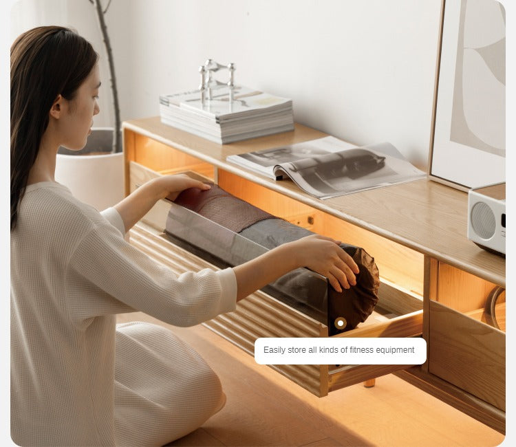 Ash Solid Wood Floor Modern Rock Board TV Cabinet.