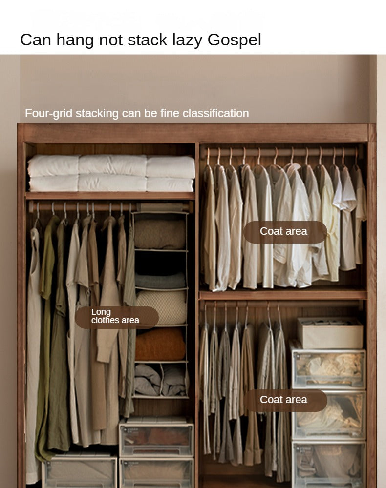 Black Walnut, Golden Sandalwood Solid Wood Wardrobe Sliding Door.