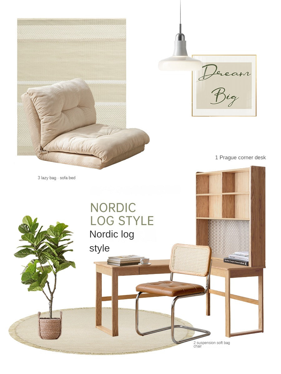 Oak Solid Wood L-shaped Corner Office Desk