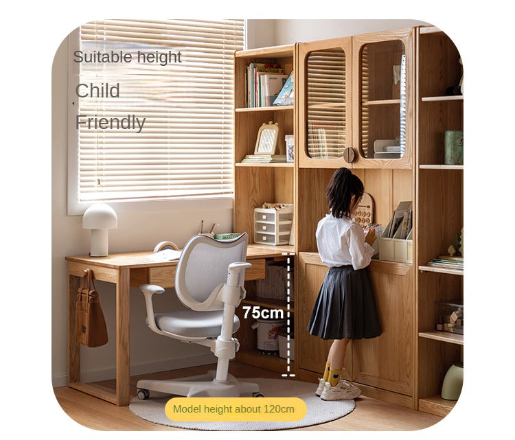 Oak Solid Wood Small Kids Bookshelf.