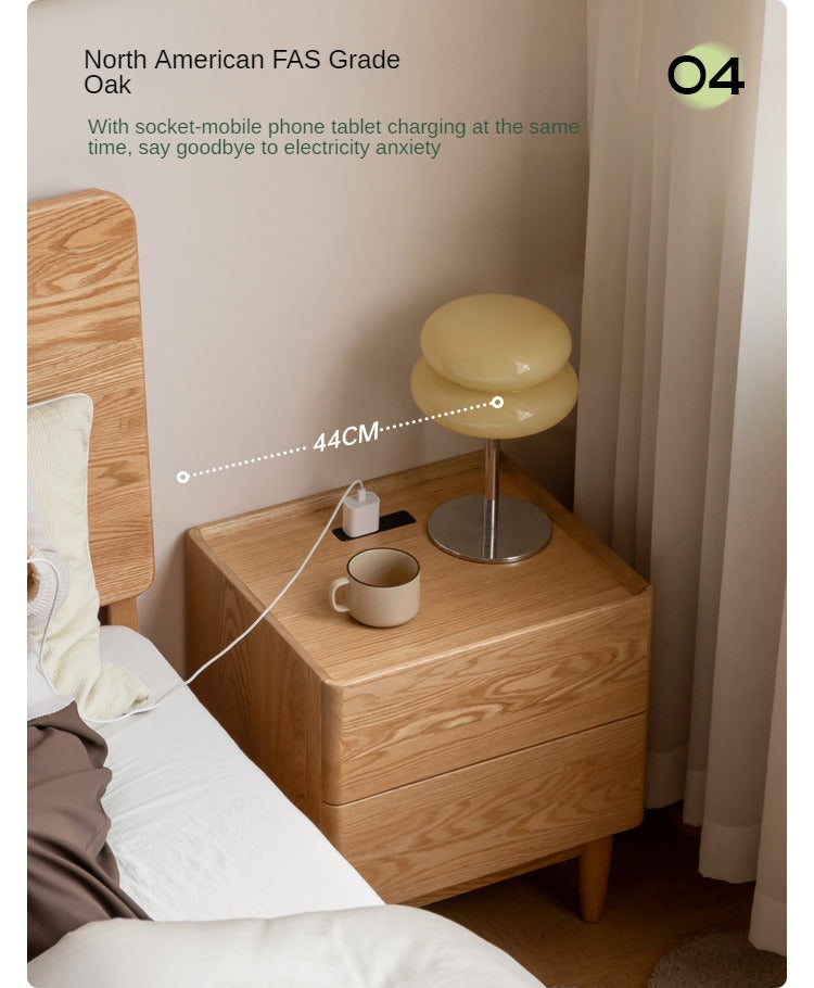Ash, Oak, Sandalwood Solid Wood White Wax Small Nightstand