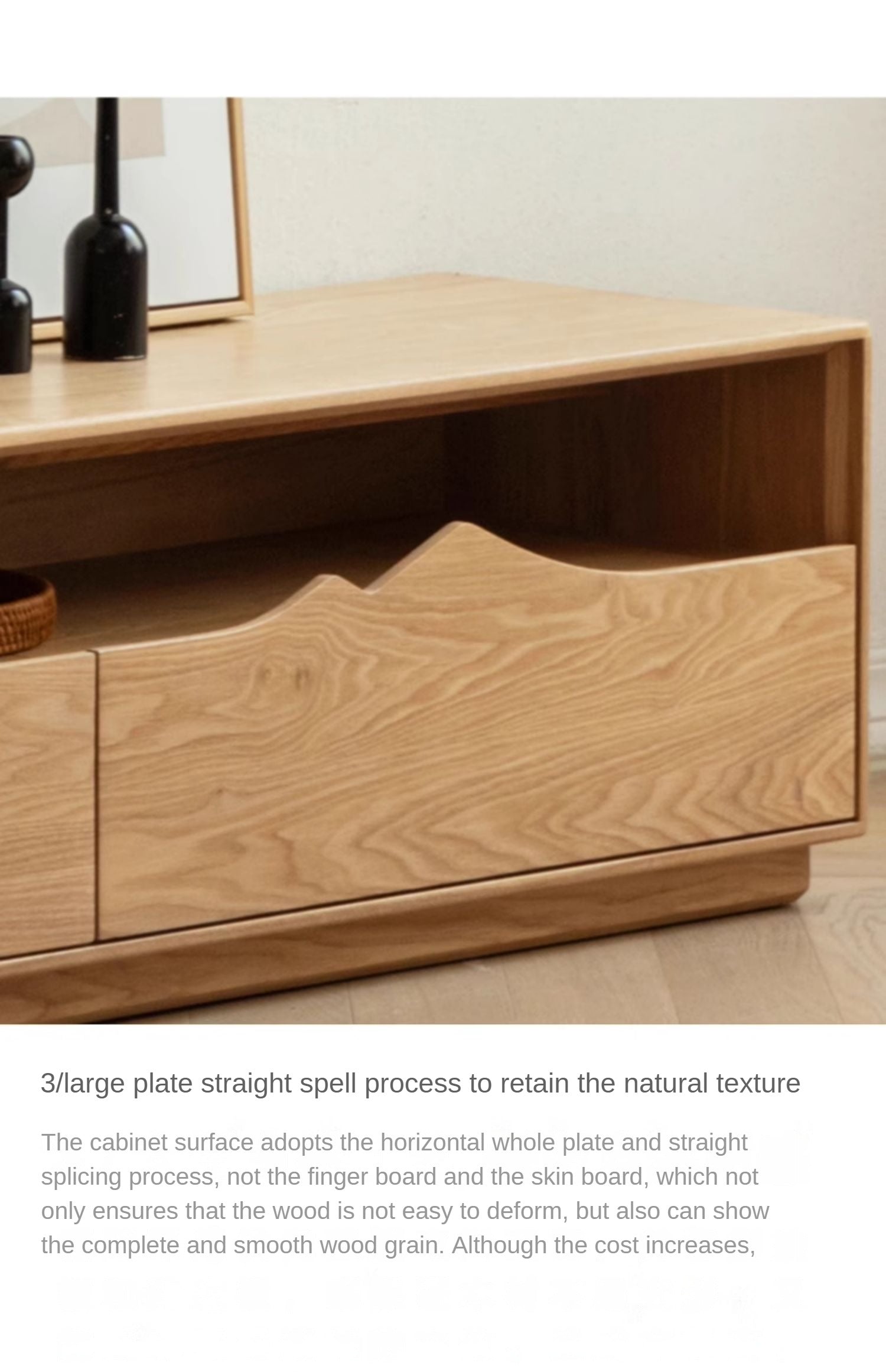 Ash Solid Wood Floor TV Storage Cabinet.