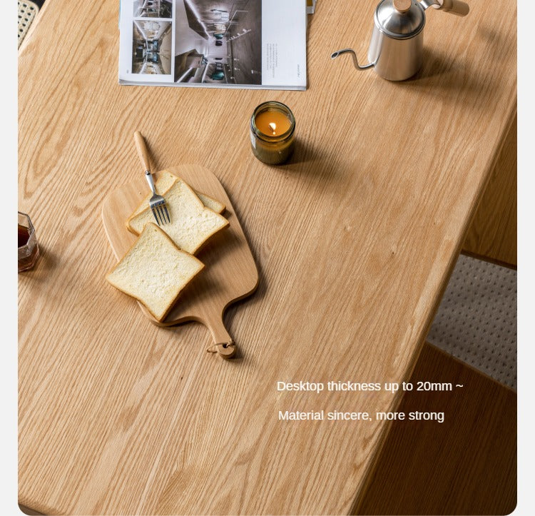 Oak, Ash Solid Wood Log Style Rectangular Dining Table