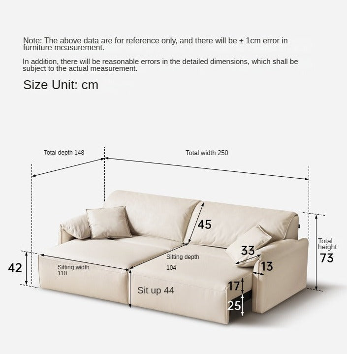 Electric Foldable Dual-purpose Cream Style White Elephant Ear Retractable Sofa Bed.