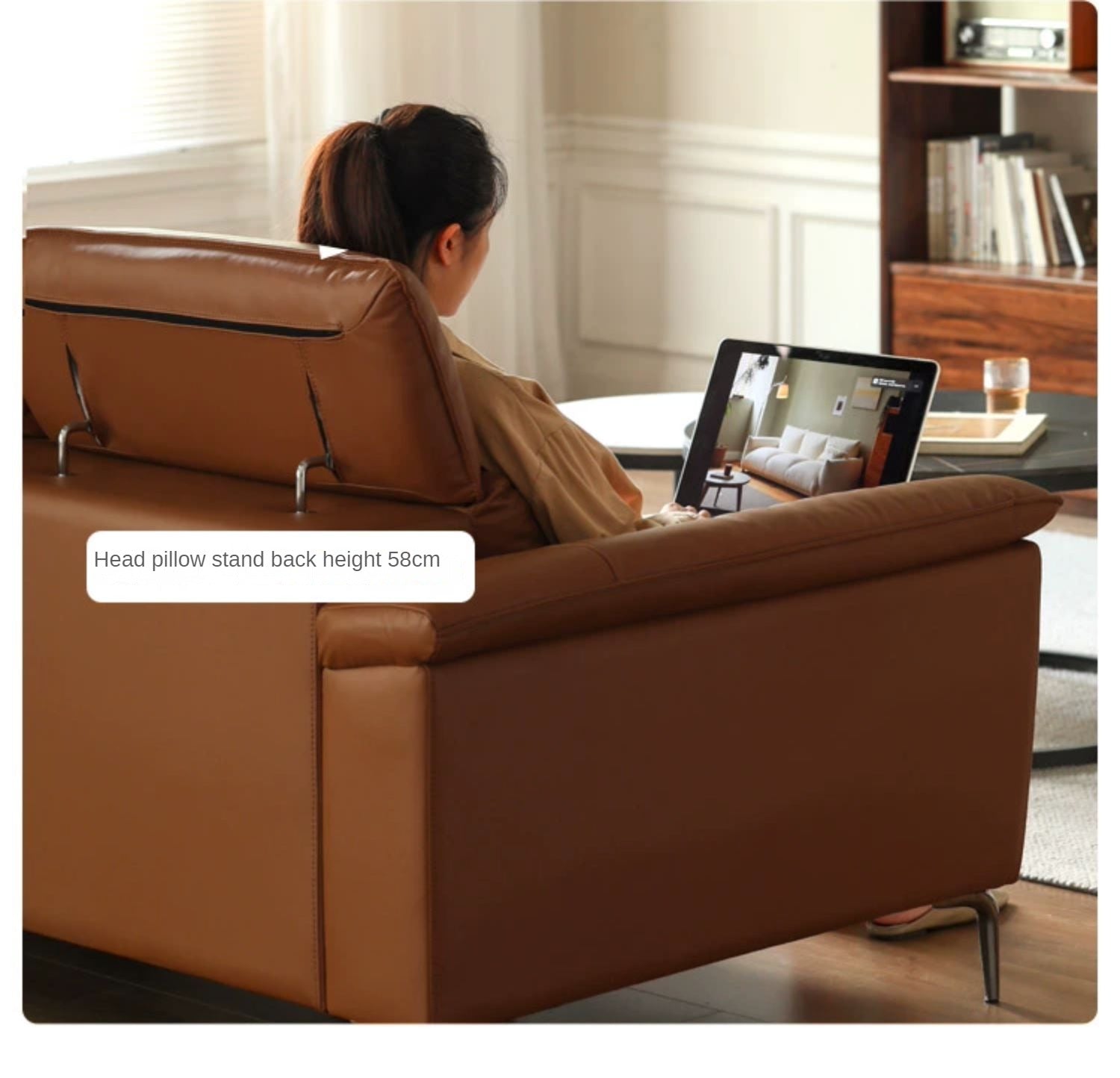 Genuine LeatherSofa, Light Luxury Top Layer Cowhide Italian Sofa.