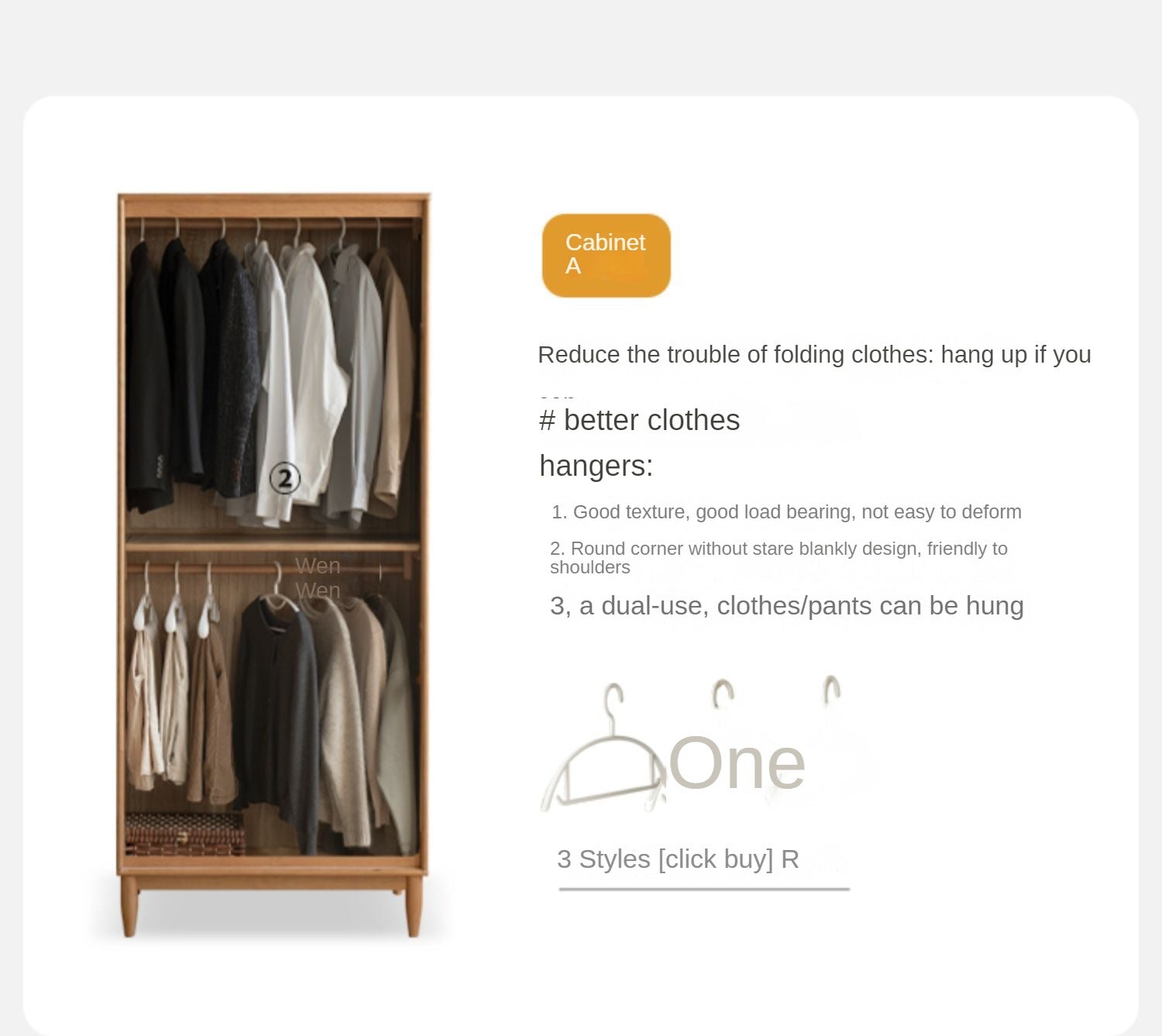 Oak Solid Wood Rattan Wardrobe.