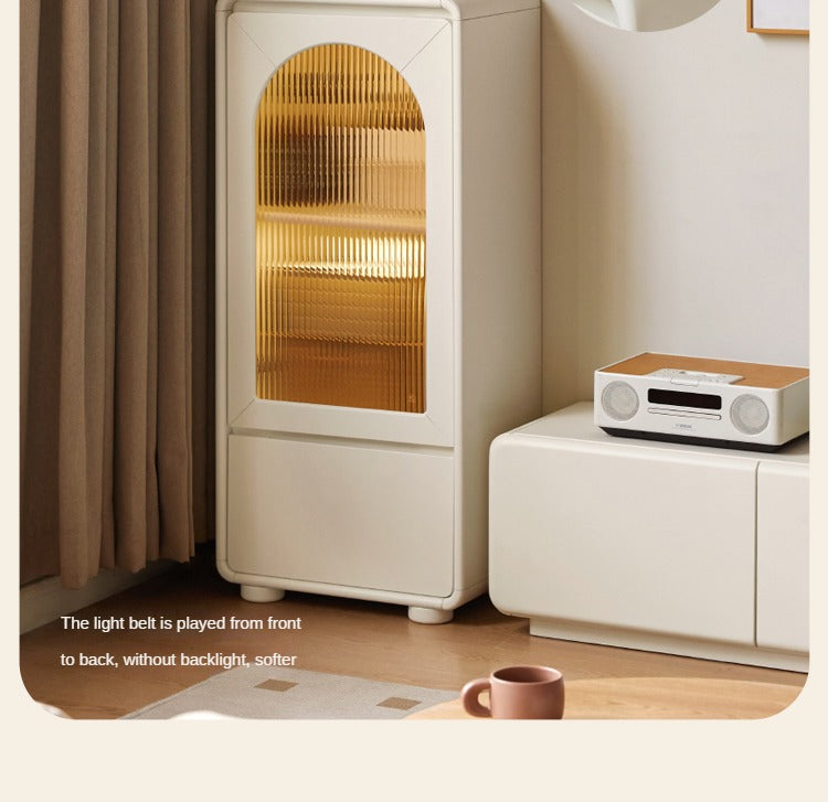 Poplar Solid Wood White Cream Style Floor Side Cabinet