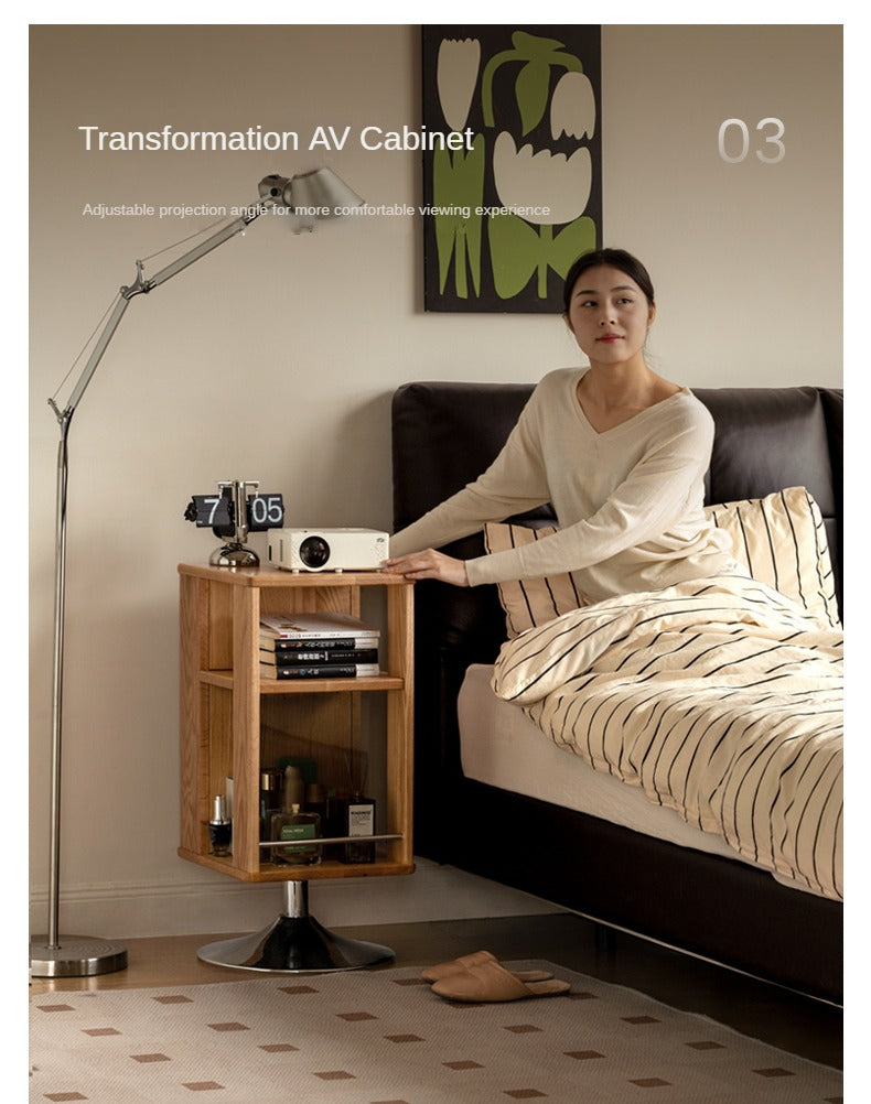 Oak Solid Wood Rotating Side Cabinet.