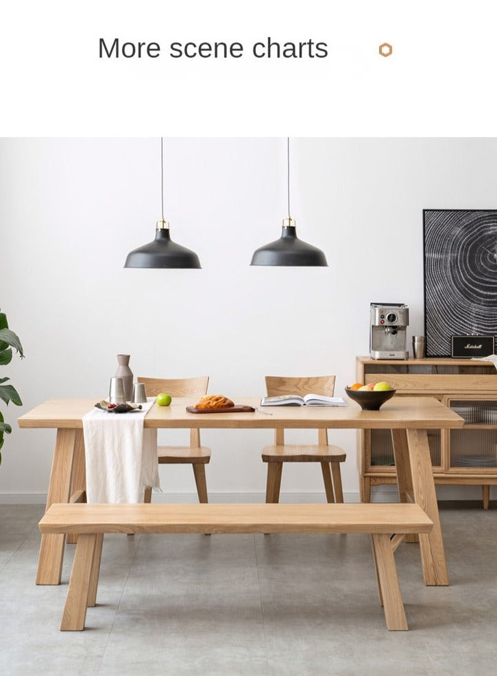 Ash Solid Wood Farmhouse Style Natural Edges Dining Table