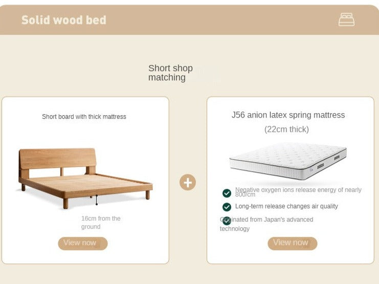 Oak Solid Wood Soft Light With Bookshelf Bed