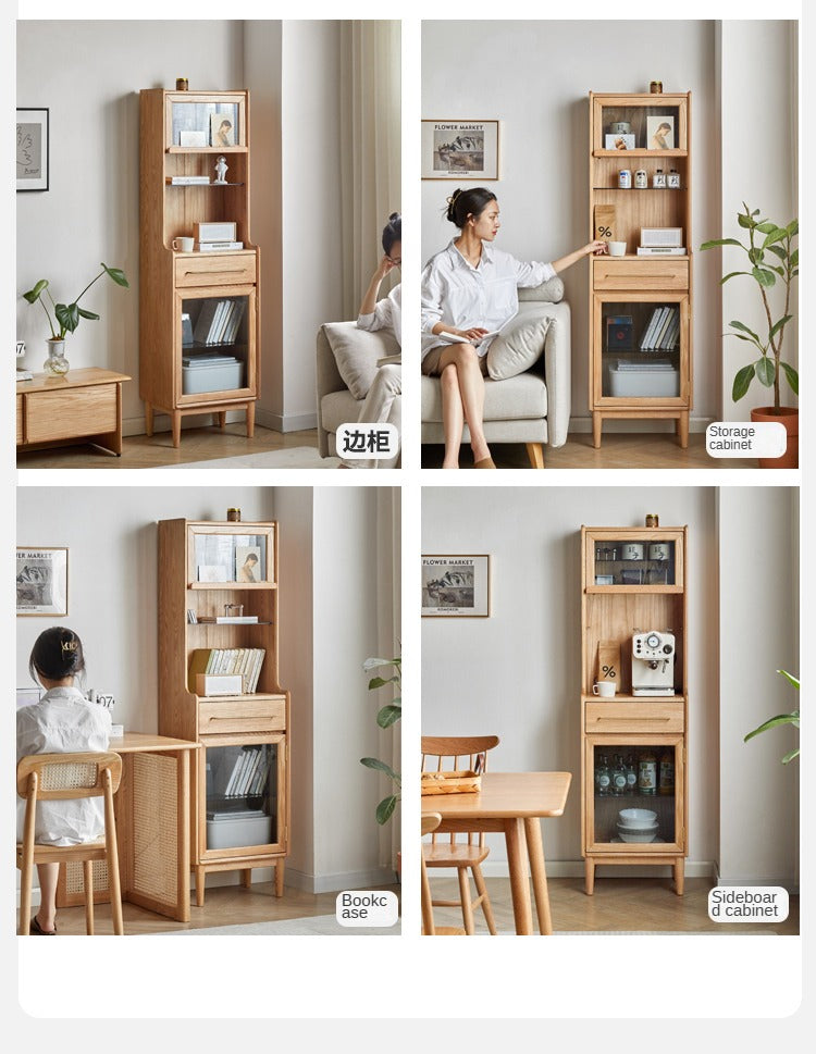 Oak solid wood side cabinet ,narrow sideboard+