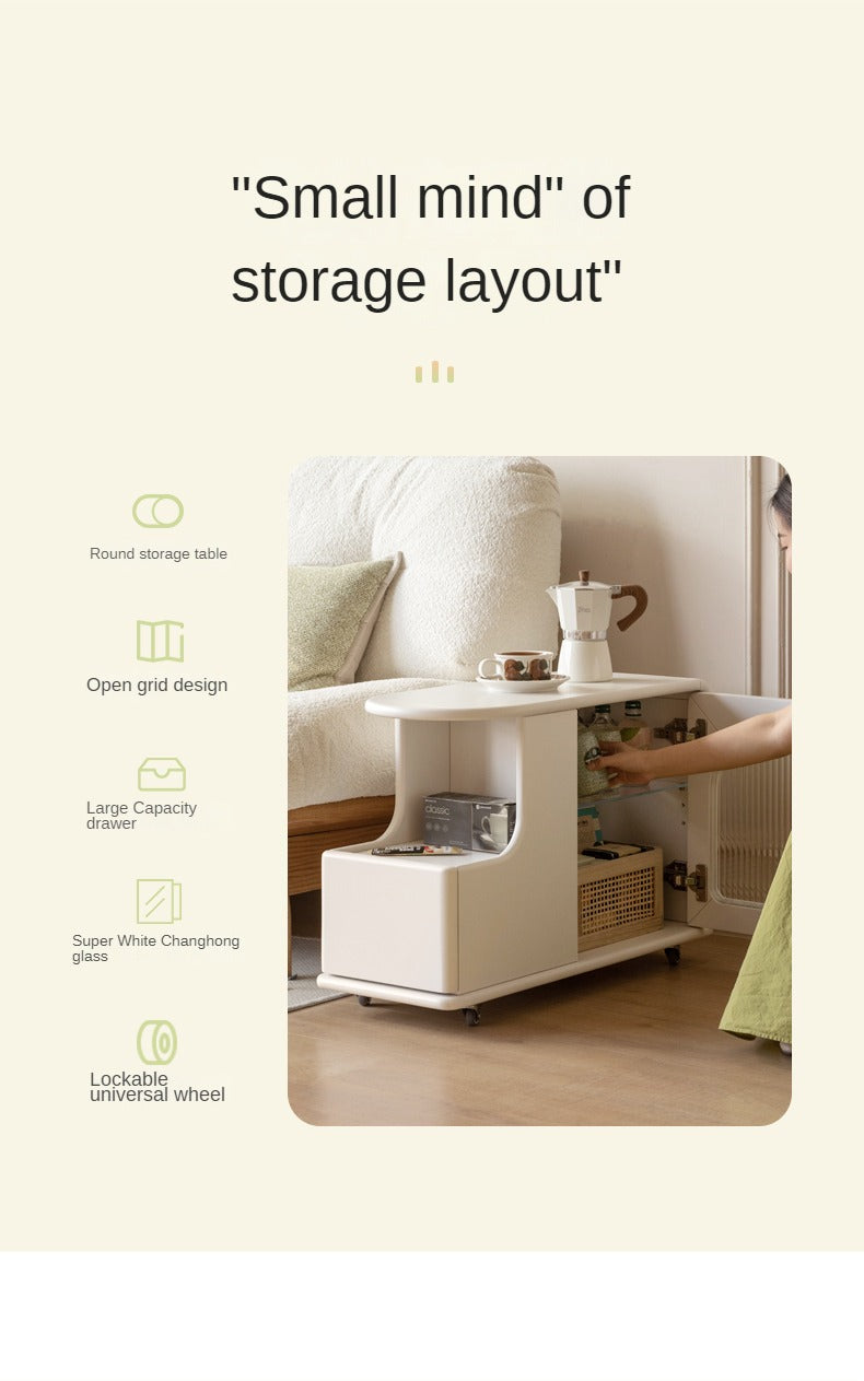 Poplar Solid Wood Edge Side Table French Cream Style