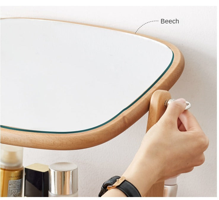Black Walnut, Beech, Cherry Solid Wood Makeup Mirror