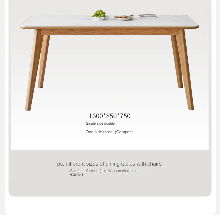 Ash, Oak Solid Wood Modern Rock Plate Dining Table