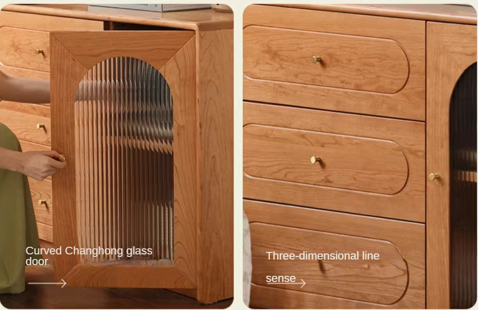 Cherry Solid Wood Retractable French Retro Dressing Table.