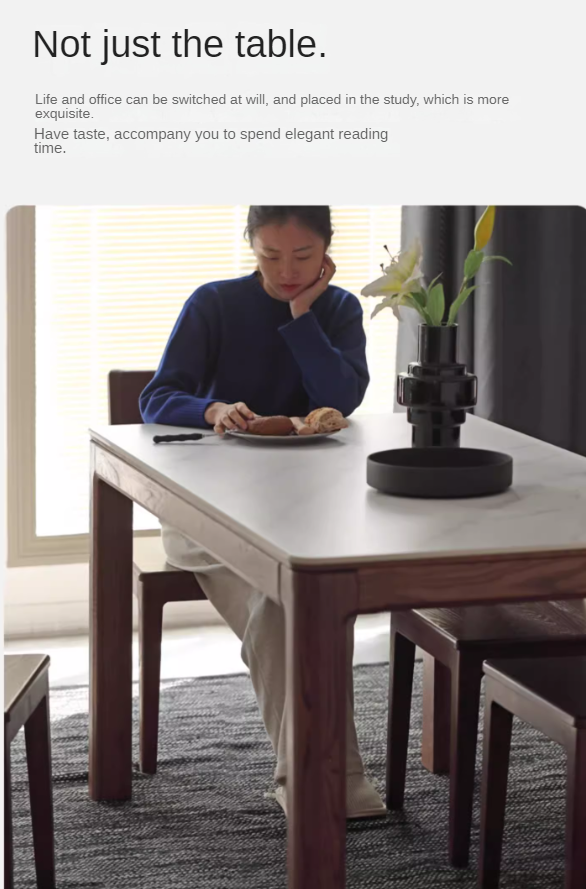 Ash Solid Wood Rock Plate Brown Dining Table