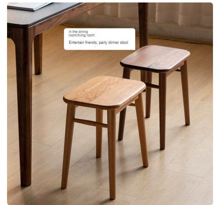 Black Walnut, Cherry, Oak, Sandalwood, Solid RubberWood Modern Light Luxury Makeup Stool