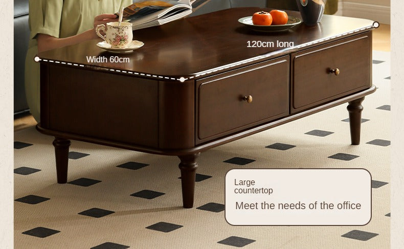 Poplar Solid Wood American Rectangular Coffee Table