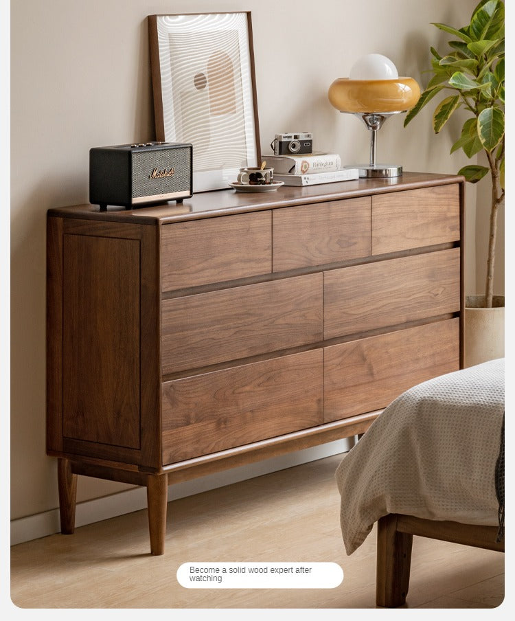 Black Walnut, Ash Solid Wood Chest of Drawers