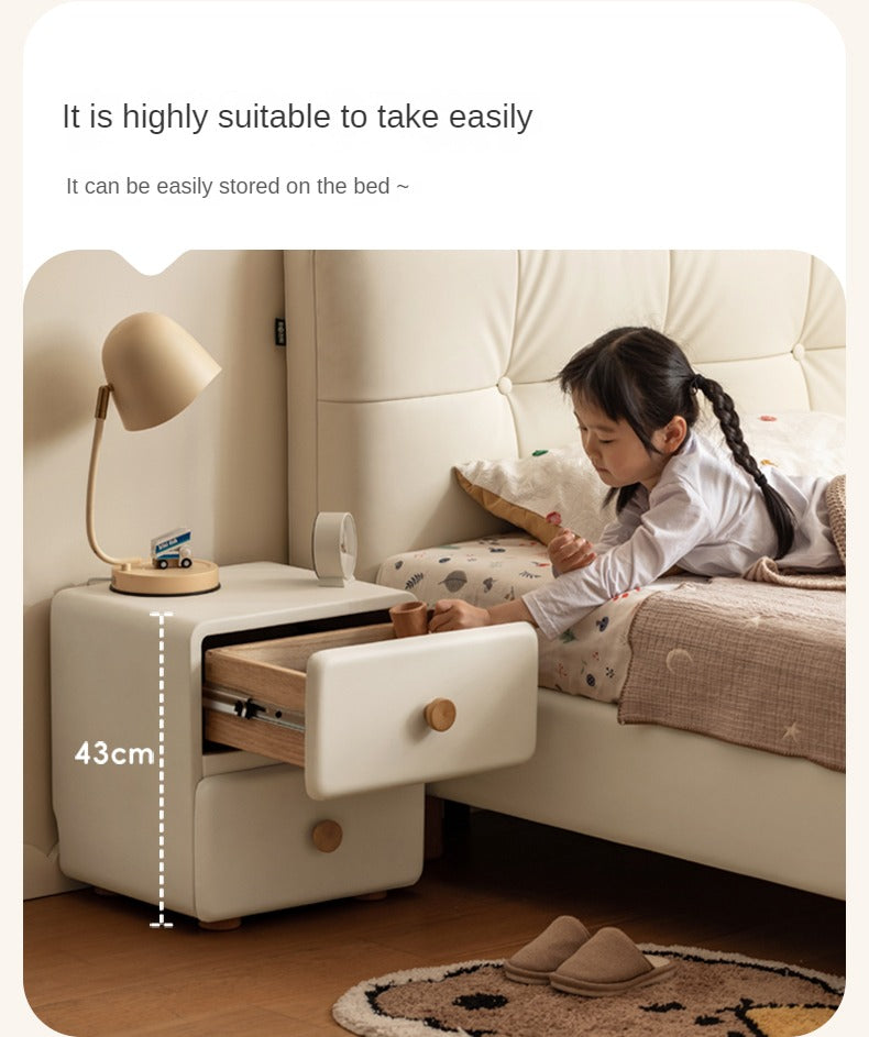 Organic Leather Cream Style Kids Nightstand